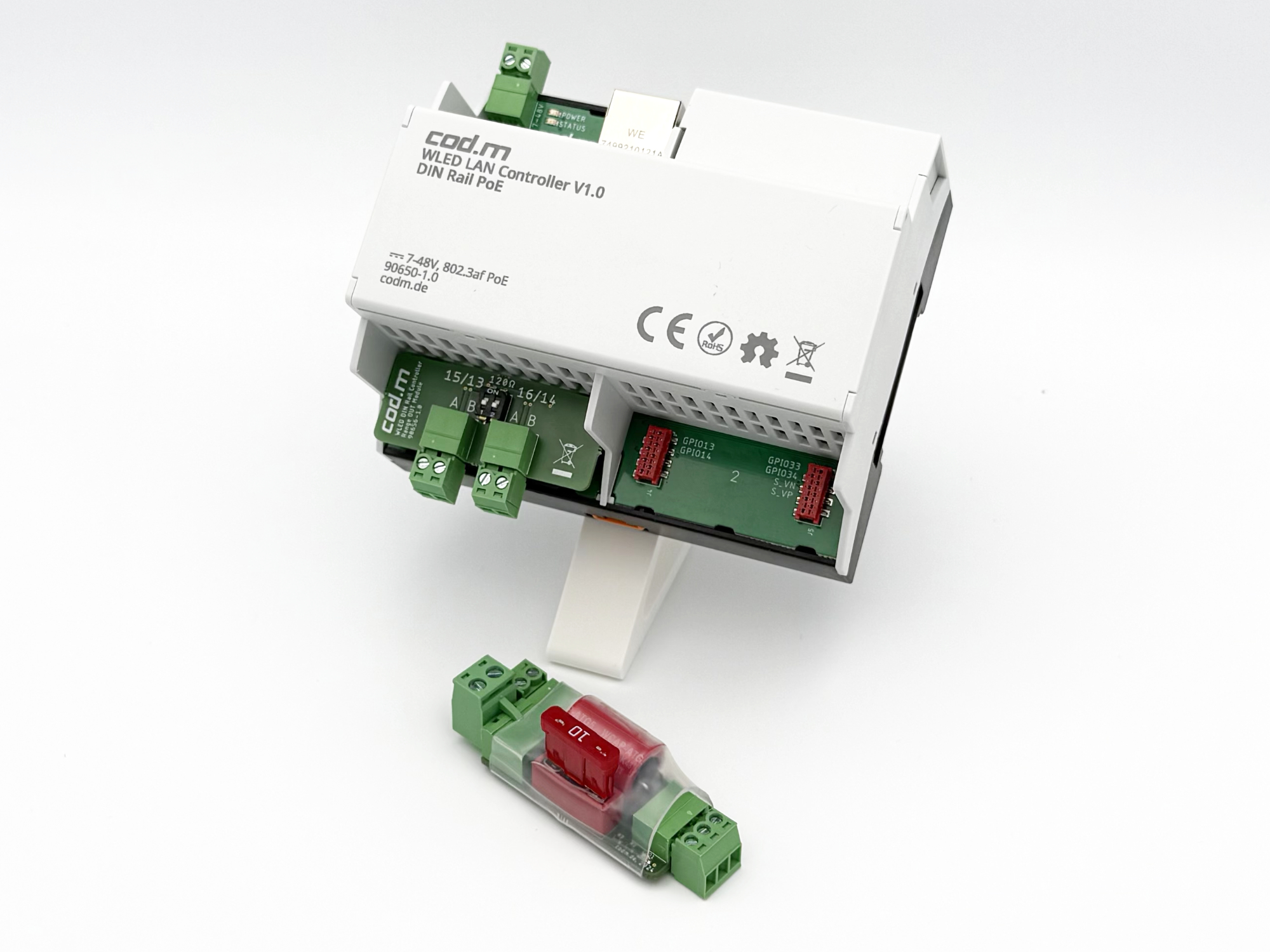 WLED LAN Controller (PoE) V1.2, DIN Rail mount WLED LAN Controller (PoE) V1.2, DIN Rail mount