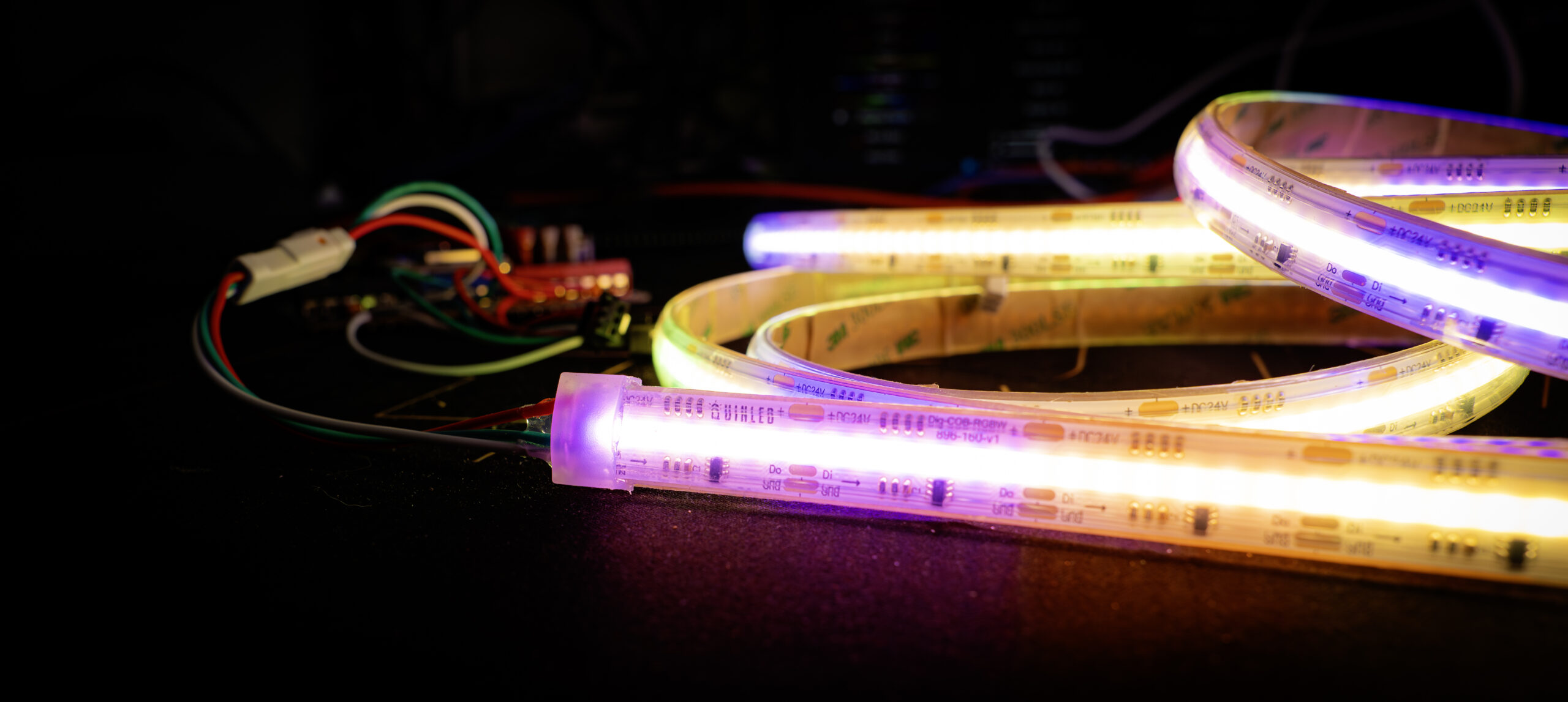 QuinLED FCOB RGBW LED Strip 5m / 160 Zonen / 24V / WS2814 (IP65)